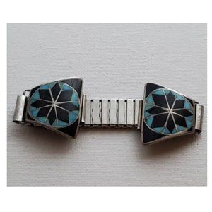 Vintage Turquoise and Black Onyx Watch Band